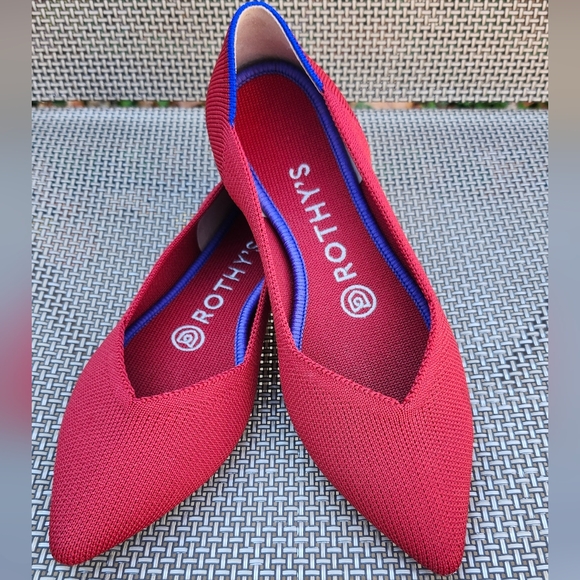 Rothy's Women's Bold Red Flats with Blue Trim - Picture 1 of 4